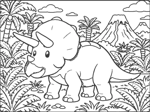 Triceratops sõnajalgade vahel